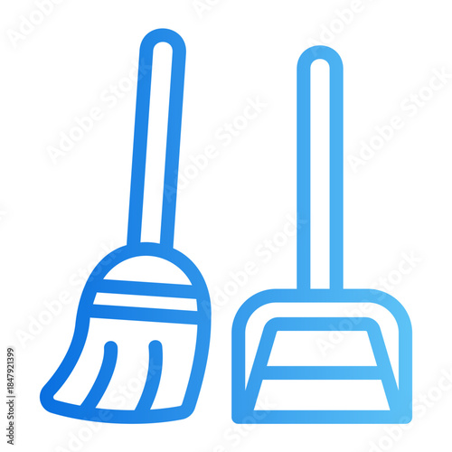 vroom and dustpan Line Gradient Icon