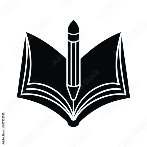 Pencil Over Open Book Education Icon