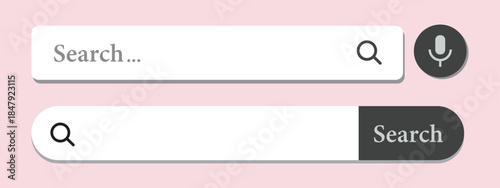 Vector illustration of modern search bar with magnifying glass and microphone icons isolated on white background perfect for web interface and UI design