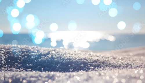 Sandy Beach with Sparkling Sea and Sky.