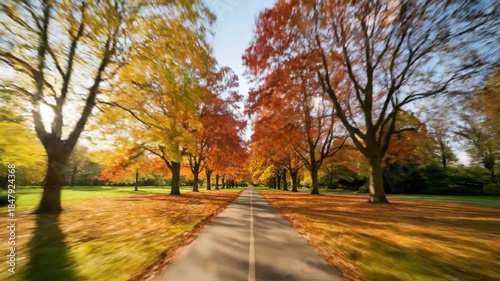 Beautiful pathway through the trees in different seasons, natures beauty.