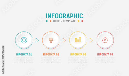 Four Step Infographic element design Vector template for presentation. process diagram and presentations step, workflow layout, banner, flow chart, info graphic vector illustration