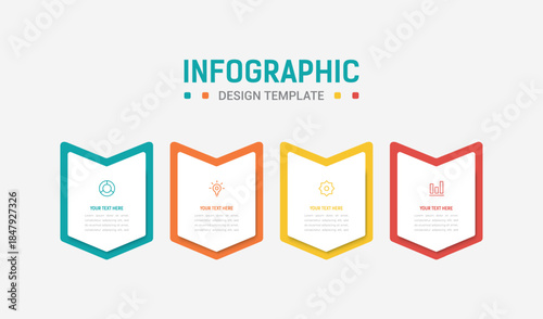 Four Step Infographic element design Vector template for presentation. process diagram and presentations step, workflow layout, banner, flow chart, info graphic vector illustration