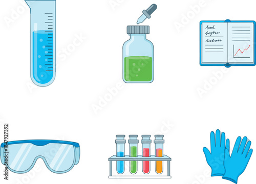 Laboratory and Scientific Minimalistic Icons Set