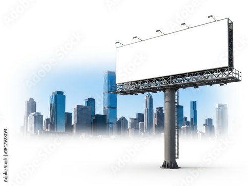 Urban billboardscape with city skyline