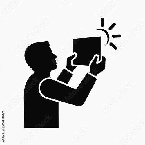 Person using tablet in bright light