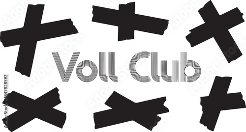 Voll Club Typography with Distressed X Elements