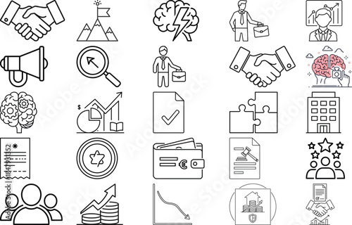 Business and Finance Icons Icons for Growth, Strategy, and Success