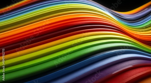 Colorful line of rainbow colors. The colors are bright and vibrant, creating a sense of energy and excitement