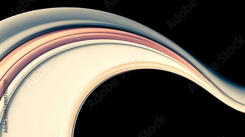 Colorful wave with a black background. The colors are orange, pink, and white. The wave is long and curvy