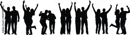 Ultimate mega collection of diverse human silhouettes, black vector icons of business, families, fashion, party, life stages, sport, and all active life figures.