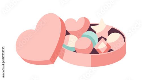 Romantic Heart-Shaped Candy Box Filled with Colorful Chocolates for Special Occasions