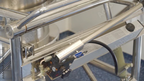 Making Medicine Pills Process. Pharmaceutical production line. Manufacture of tablets. Supply conveyor device. Industry line of medical products