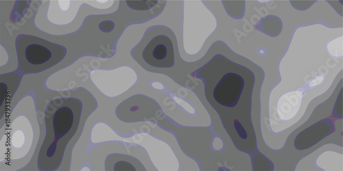 Organic, amorphous shapes in shades of gray and purple are outlined with thin lines, forming a modern, abstract pattern reminiscent of topographical maps or cellular structures, ideal for digital
