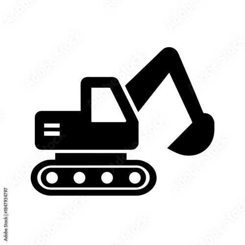 excavator icon black silhouette vector illustration on transparent background