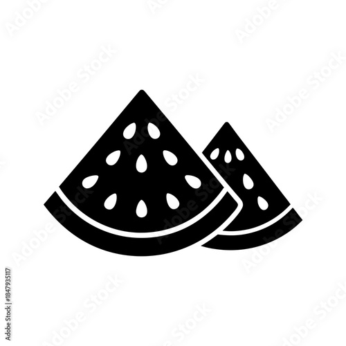 watermelon slice icon black silhouette vector illustration on transparent background