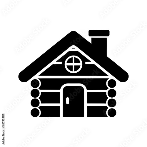 winter cabin icon black silhouette vector illustration on transparent background