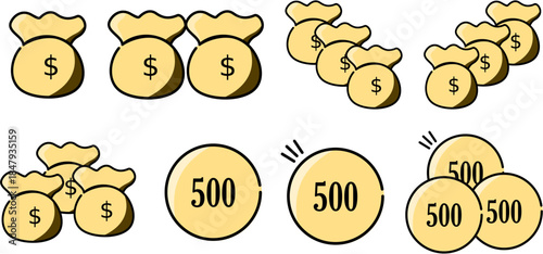 vector illustration of coin and money bag