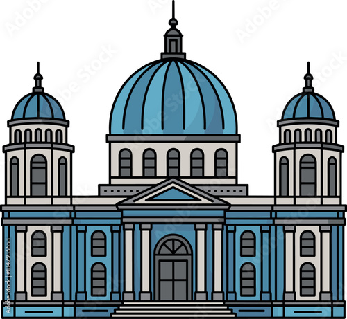 European Cathedral Church Dome Architecture Vector