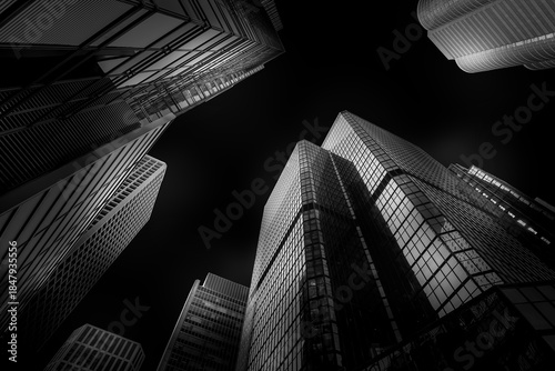 Photography Hong Kong Golden Skyscrapers - Modern Architecture Reflection - Abstract Urban
