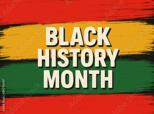 Black history month text on colorful textured background