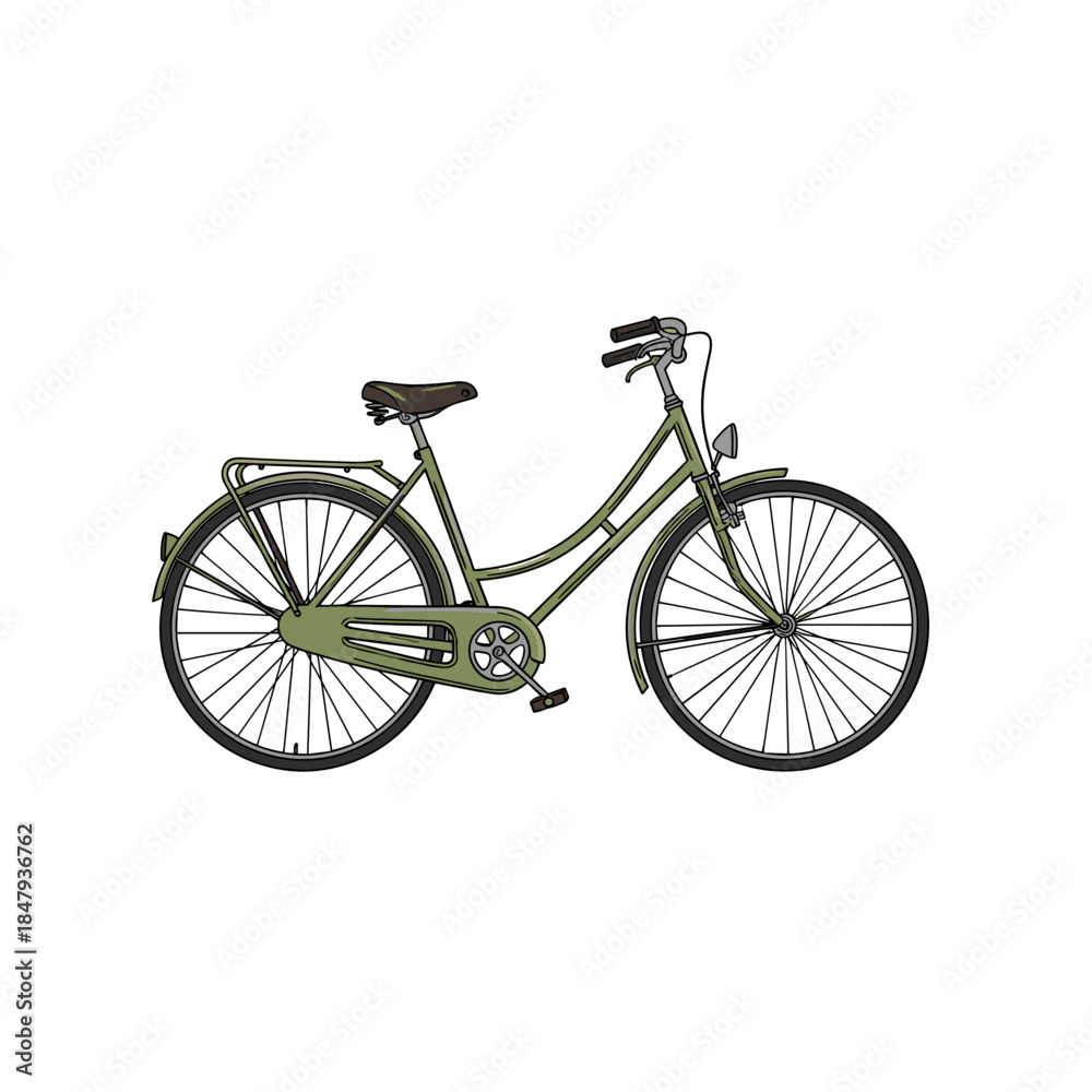 Fototapeta premium Vintage bicycle in green color with simple design and copy space