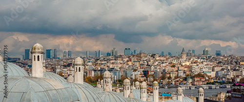 Panoramic view of Istanbul, Turkiye from Suleymaniye Mosque