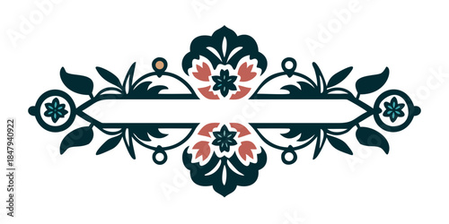 Vintage floral divider ornament in symmetrical design