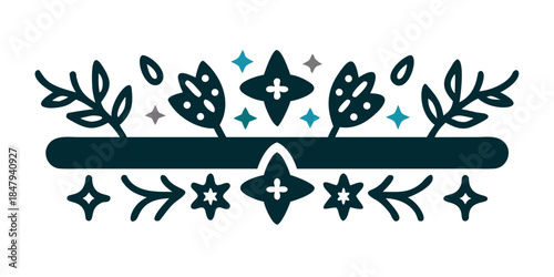 Stylized botanical divider with cross and ornamental symbols