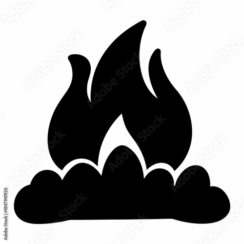 Stylized Silhouette of Fire Flames Erupting from a Bed of Coals