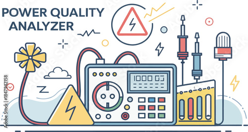 Power Quality Analyzer Icon Vector Flat Design