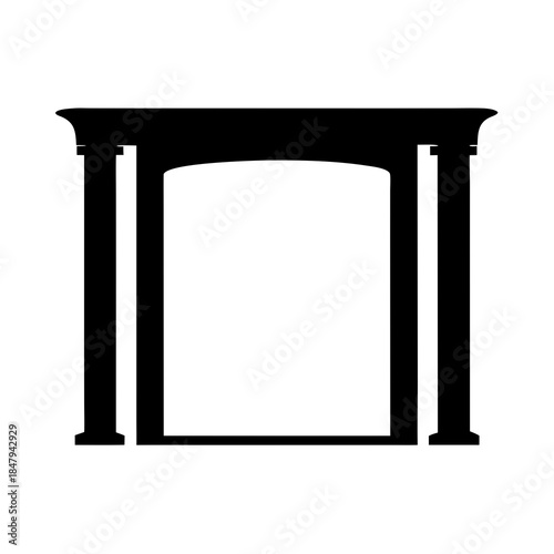 A silhouette of a classical style doorway or picture frame isolated