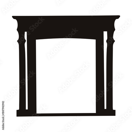 A silhouette of a classical style doorway or picture frame isolated