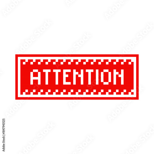 Attention sign pixel. Caution warning of danger 8 bit message interface. Warning - notice window in 8-bit style.
