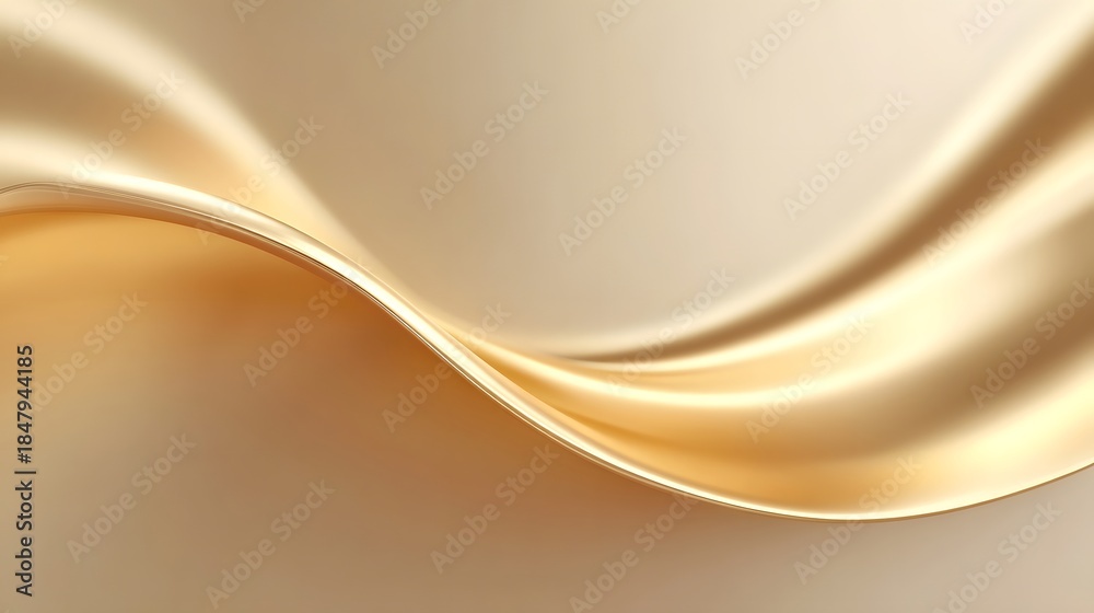 Fototapeta premium Beautifully rendered golden satin material with soft curves and highlights suggesting luxury elegance and fluid motion for sophisticated designs
