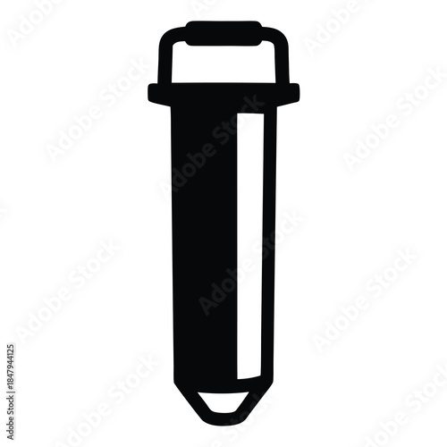 Suitcase luggage silhouette travel icon- Black silhouette icon of an upright suitcase with handle, representing travel, luggage, business trips, mobility, and transportation concepts 