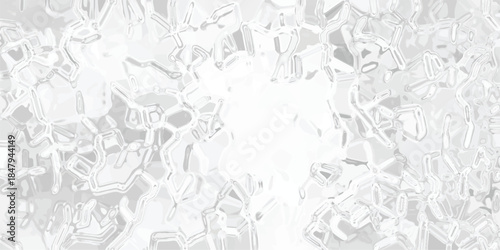 Bright abstract background with a crystalline or cellular structure in white and light gray, featuring interconnected geometric shapes and flowing lines for a clean, modern aesthetic