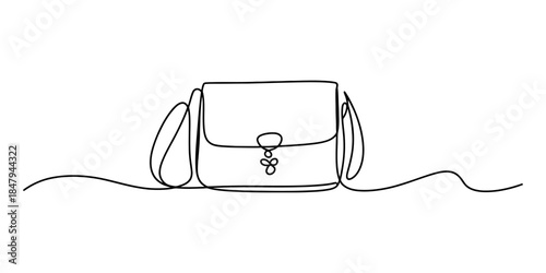 Continuous line drawing of a small satchel bag for fashion concept Vector, illustration