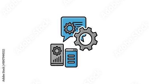 Modern technology and communication icons for business solutions