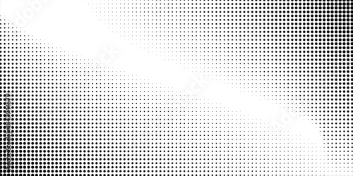 Hexagon halftone gradient texture. Abstract black grunge background. Geometric retro halftone tech overlay. Fading wavy hexagonal pattern backdrop. 