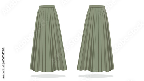 Elegant Sage Green Pleated Maxi Skirt Design with a Clean Minimalist Aesthetic Presentation