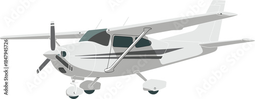 Detailed illustration of small propeller airplane, light aircraft design graphic, aviation transportation concept, vintage style plane artwork for educational and creative projects