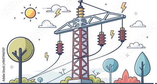 Suspension Insulator Icon Vector Flat Design