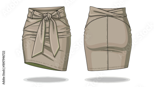 Elegant Taupe Skirt Design Featuring a Chic Bow Accent and Tailored Silhouette for Modern Fashion Forward Individuals