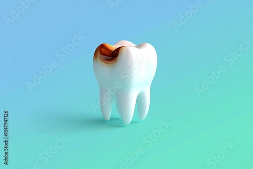 Single Tooth with Visible Cavity on Soft Pastel Gradient Background