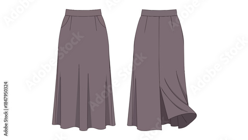 Elegant A-Line Maxi Skirt with Subtle Pleating and Side Slit for Modern Fashion Designs