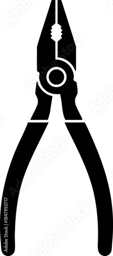 Simple black icon of construction or repair work pliers tool