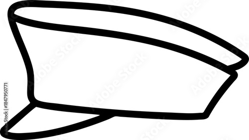 Simple line drawing of a peaked cap illustration graphic element