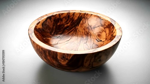 Exquisite handcrafted wooden bowl showcasing intricate grain patterns, ideal for home decor or culinary use