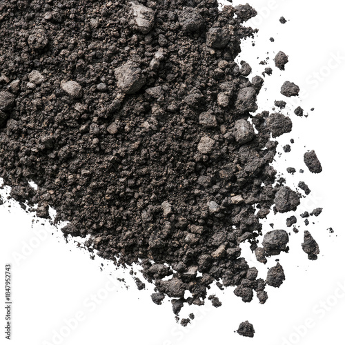 Rough Dry Surface Of Black Soil Isolated Against Transparent Background